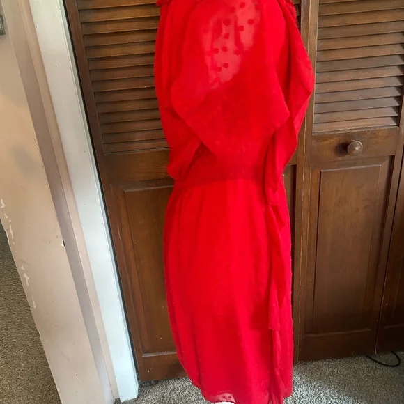 Monique Lhuillier Red High Neck Mini Dress - Picture 9 of 12